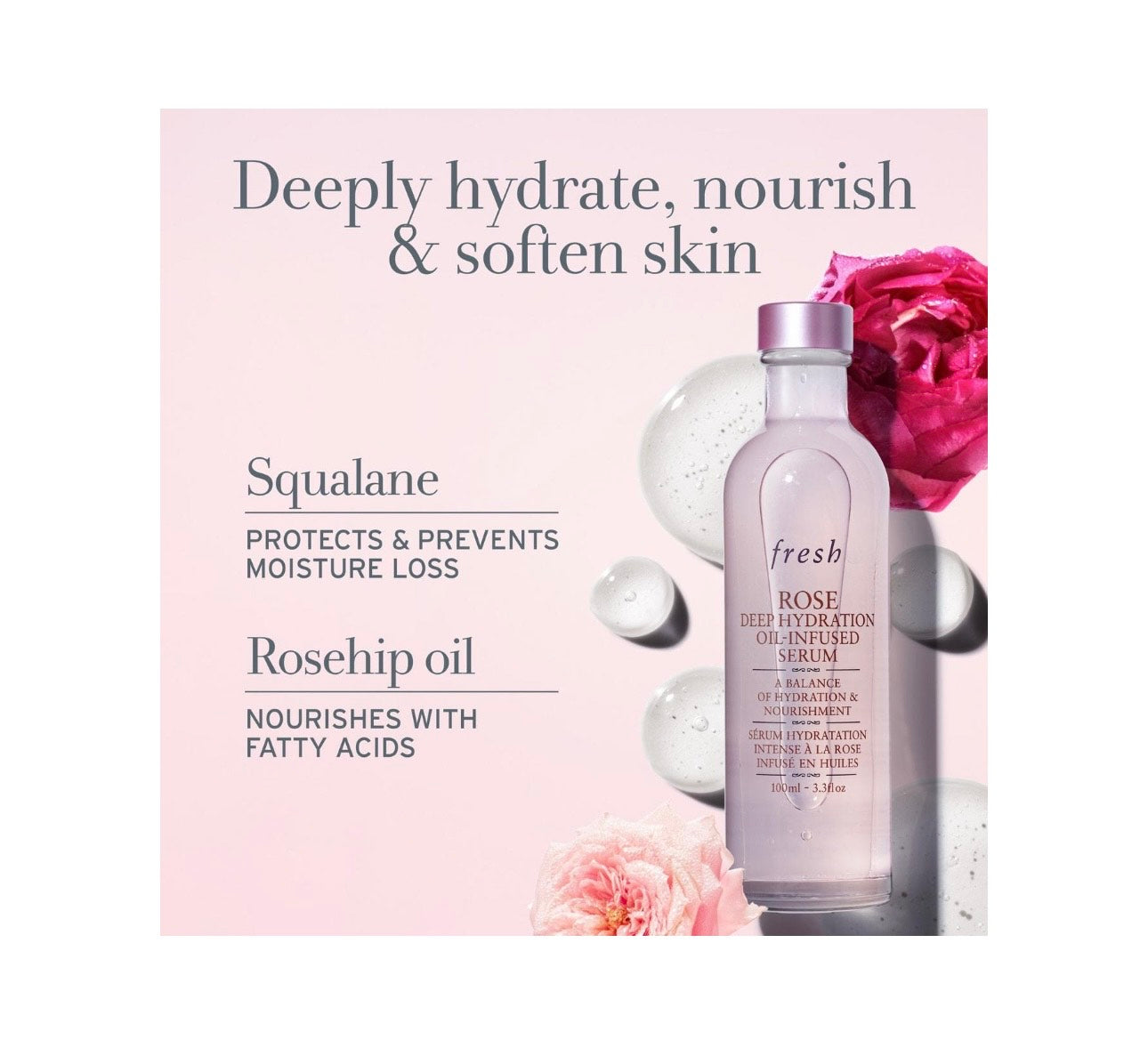 Fresh Rose Deep Hydration Oil-Infused 3.3 oz Serum