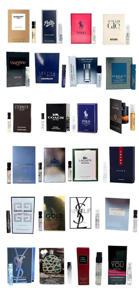Men’s Designer Cologne Sample Set – 12-Piece Eau de Toilette Sprays – Assorted Authentic Fragrances – Try Before You Buy Gift Set