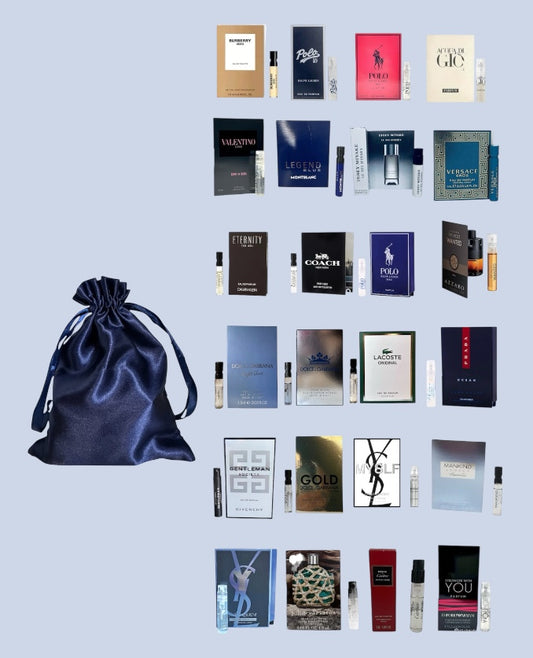 Men’s Designer Perfume Sample Set – Lot of 8 High-End Fragrance Vials with Travel Pouch