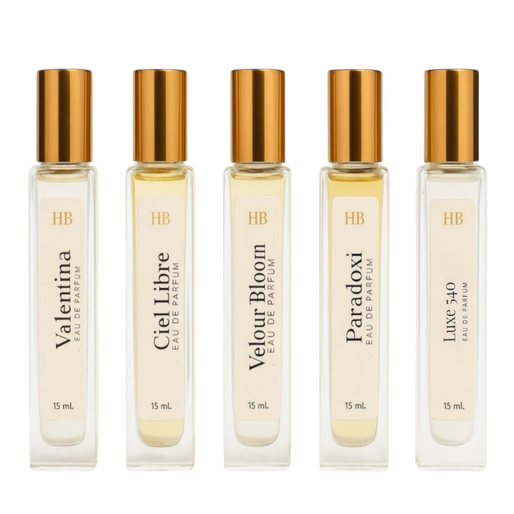 For Her — Set of 5 Inspired by Baccarat Rouge 540, Miss Dior, YSL Libre, Prada Paradoxe & Valentino Born in Roma